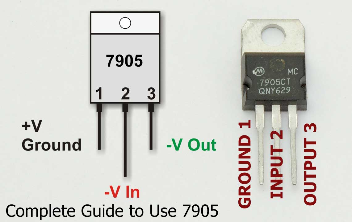 LM 7905 Pins and Circuit Diagram.