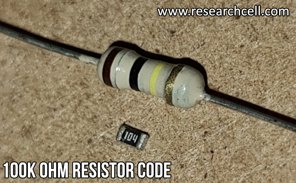 100K or 0.1M Resistor color code